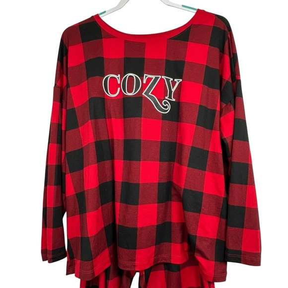 Joyspun Women’s Buffalo Plaid “COZY” Pajama Set – Red/Black Check – Size XL - Picture 3 of 7